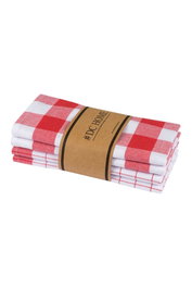 Hermia Juego de 4 Toallas de Cocina Madrid - Rojo
